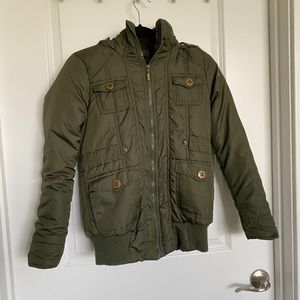 Dollhouse Outerwear Olive Green Hooded Puff Jacket